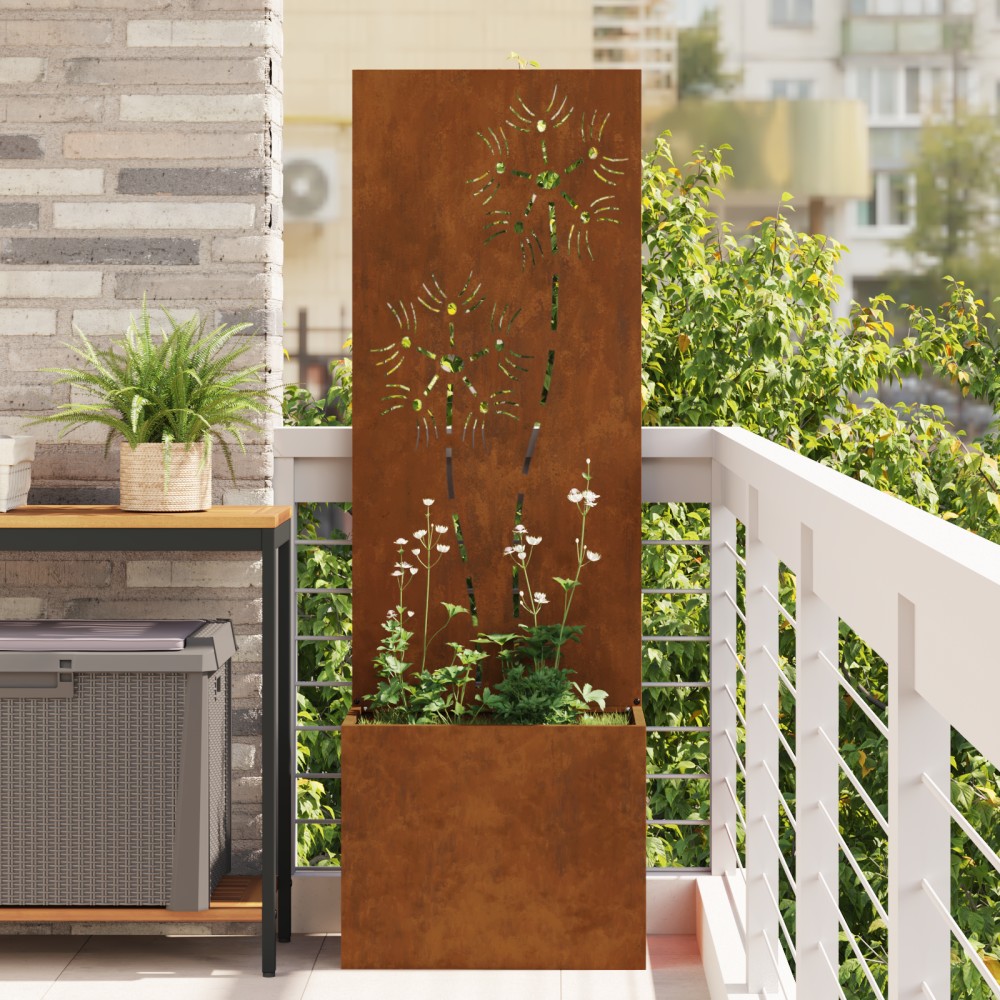 vidaXL Οθόνη Ιδιωτικότητας Κήπου Floral Σκ rusty 50 x 32 x 150 εκ