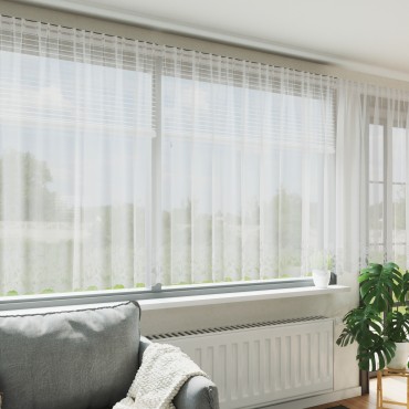 vidaXL Κουρτίνα Δαντέλας με κουρτίνες Λευκό 140x600cm Πολυεστέρας
