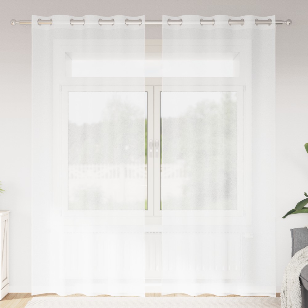 vidaXL Κουρτίνα βυσσινί 2 τμχ. Λευκό 260x140cm Πολυεστέρας