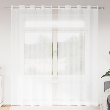 vidaXL Κουρτίνα βυσσινί 2 τμχ. Λευκό 260x140cm Πολυεστέρας