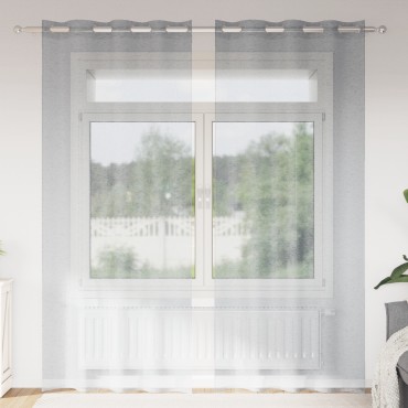vidaXL Κουρτίνα βυσσινί 2 τμχ. Σκούρο Γκρι 225x140cm Πολυεστέρας