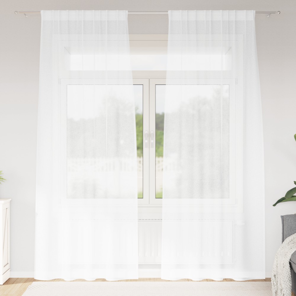 vidaXL Κουρτίνα βυσσινί 2 τμχ. Λευκό 225x140cm Πολυεστέρας