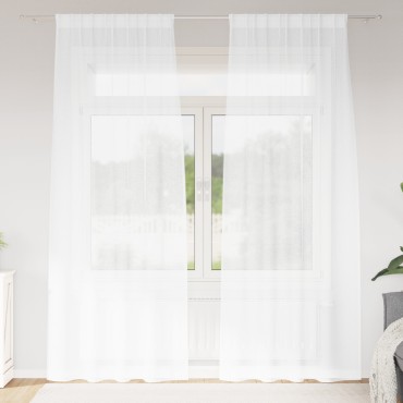 vidaXL Κουρτίνα βυσσινί 2 τμχ. Λευκό 225x140cm Πολυεστέρας