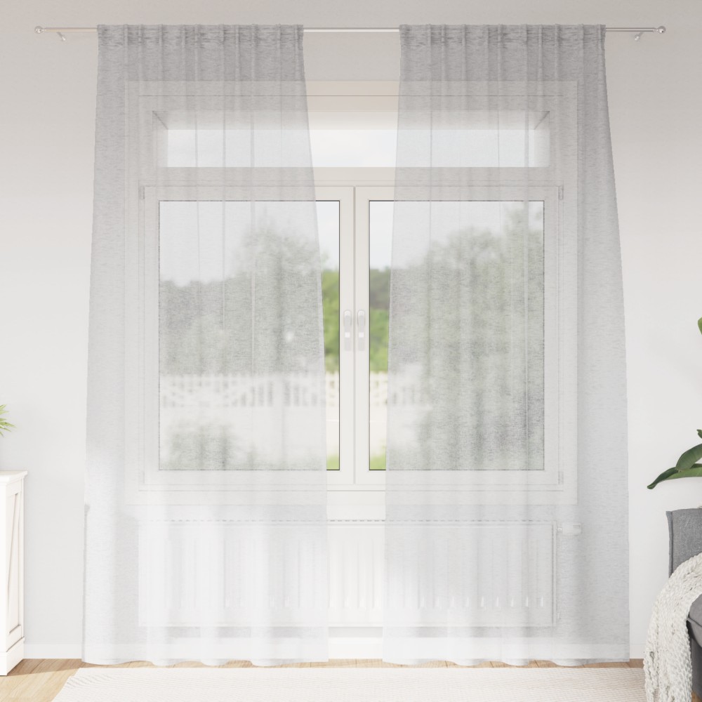vidaXL Κουρτίνα βυσσινί 2 τμχ. Ανοιχτό γκρι 260x140cm Πολυεστέρας