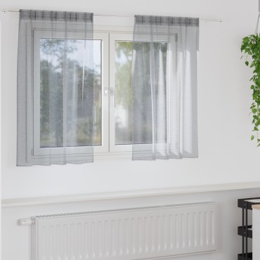 vidaXL Κουρτίνα βυσσινί 2 τμχ. Σκούρο Γκρι 140x140cm Πολυεστέρας
