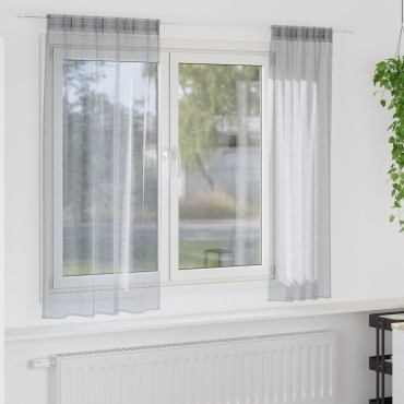 vidaXL Κουρτίνα βυσσινί 2 τμχ. Σκούρο Γκρι 175x140cm Πολυεστέρας