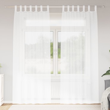 vidaXL Κουρτίνα βυσσινί 2 τμχ. Λευκό 260x140cm Πολυεστέρας