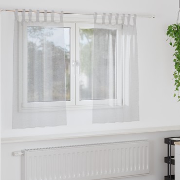 vidaXL Κουρτίνα βυσσινί 2 τμχ. Ανοιχτό γκρι 140x140cm Πολυεστέρας