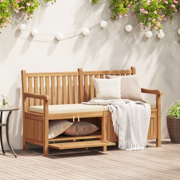 vidaXL Παγκάκι κήπου με αποθήκευση 150x60x90cm Στερεό Ξύλο Τίκ 1 τεμ.