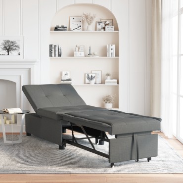 vidaXL Καναπές Κρεβάτι Σκούρο Γκρι 194x50x82cm ύφασμα 1 τεμ. Γωνιακός