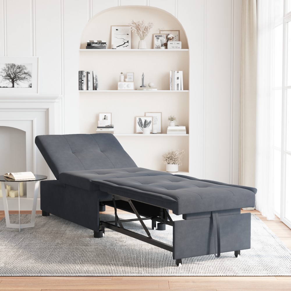 vidaXL Κρεβάτι καναπές Σκούρο Γκρι 194x67x82cm Βελούδο