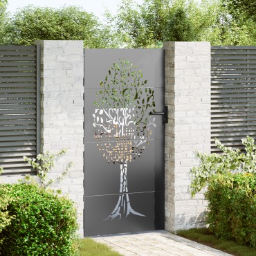 vidaXL Πύλη Κήπου Μαύρο 85 x 200 cm Ατσάλι με Επικάλυψη Πούδρας