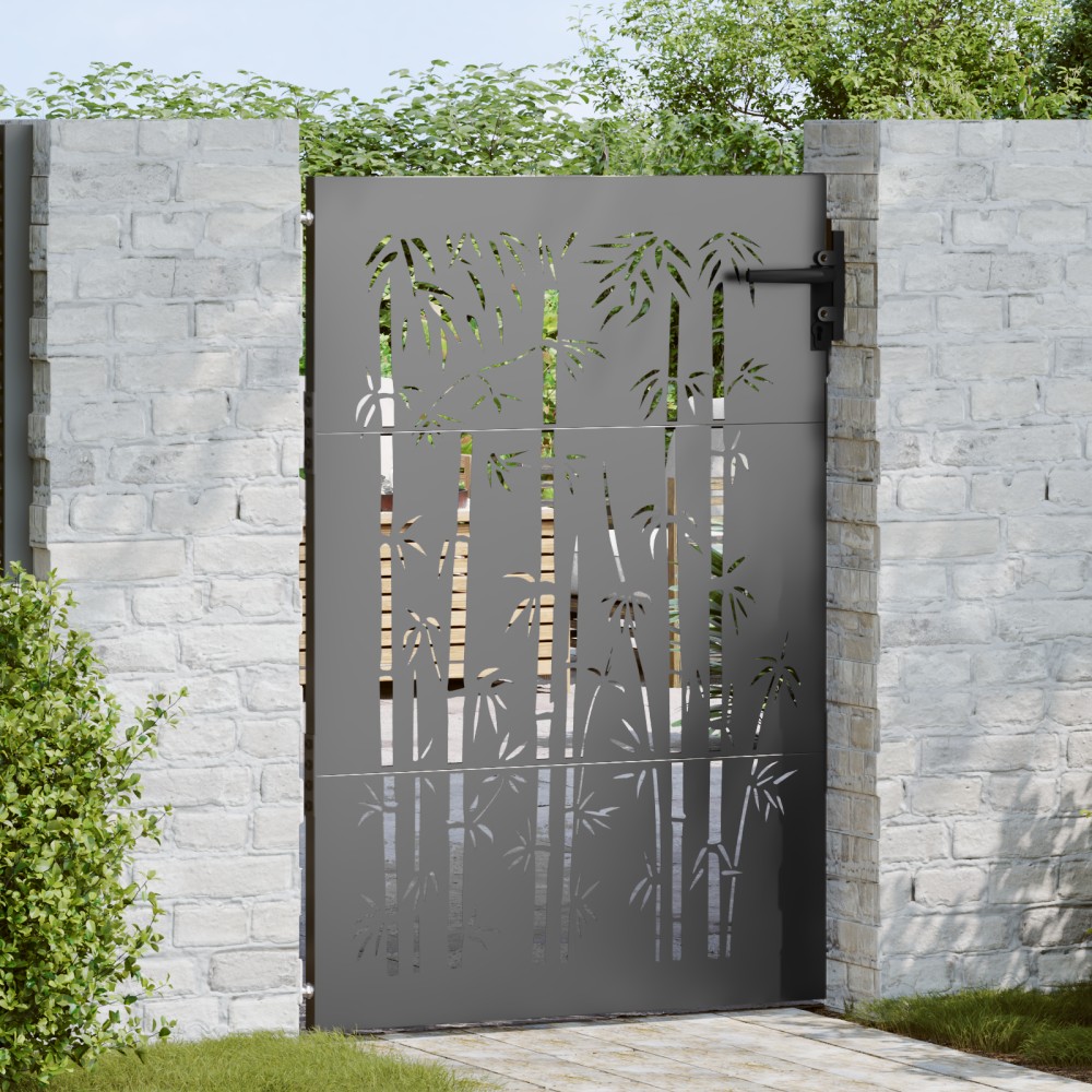 vidaXL Πύλη Κήπου Μαύρο 85 x 125 cm Ατσάλι με Επικάλυψη Πούδρας
