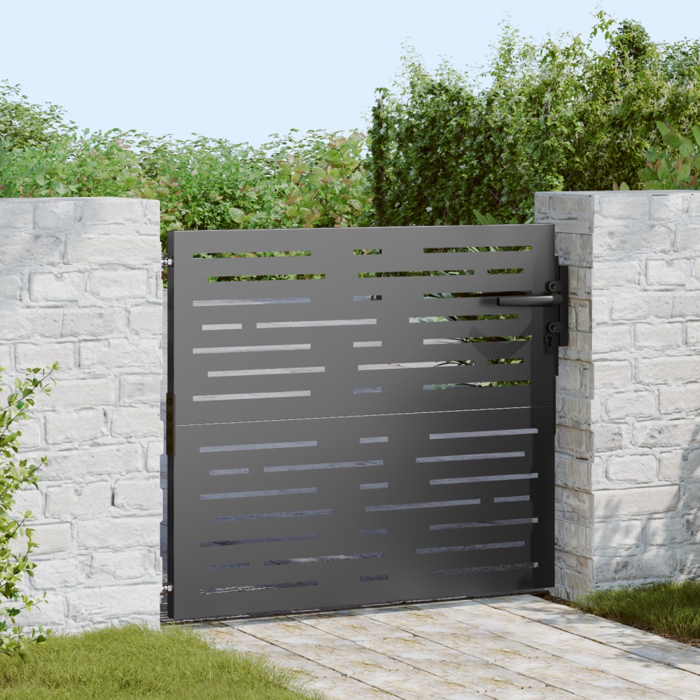 vidaXL Πύλη Κήπου Μαύρο 85 x 100 cm Ατσάλι με Επικάλυψη Πούδρας