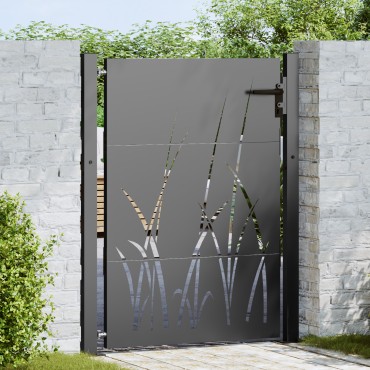 vidaXL Πύλη Κήπου Μαύρο 110 x 130 cm Ατσάλι με Επικάλυψη Πούδρας