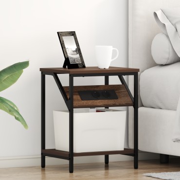 vidaXL Κομοδίνο Καφέ δρυς 38x30x48cm Επεξεργασμένο Ξύλο 1 τεμ.