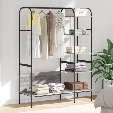 vidaXL Ράφι Ρούχων Γκρι 120 x 44 x 160 εκ Επεξεργασμένο Ξύλο