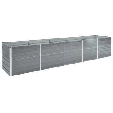 vidaXL Ζαρντινιέρα Υπερυψωμένη Γκρι 400x80x45 εκ. Γαλβαν. Χάλυβας