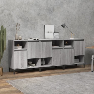 vidaXL Ντουλάπι 3 τεμ. Γκρι Sonoma 60x35x70cm από Επεξεργασμένο Ξύλο