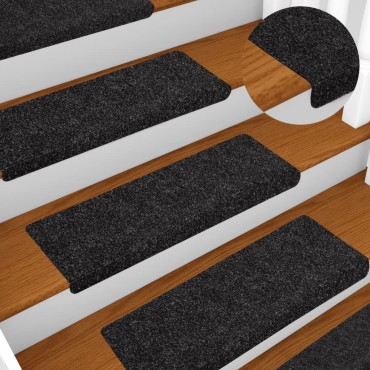 vidaXL Πατάκια Σκαλιών Αυτοκόλλητα 10 τεμ. 65x21x4 εκ. Μαύρα Ορθογώνια Άκρη