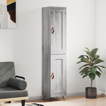 vidaXL Μπουφές Sonoma Γκρι 34,5x34x180cm από Επεξεργασμένο Ξύλο 1 τεμ.