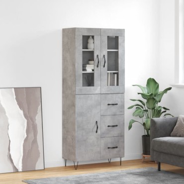 vidaXL Ντουλάπι Γκρι Σκυροδέματος 69,5x34x180cm Επεξεργασμένο Ξύλο 1 τεμ.