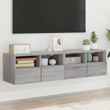 vidaXL Έπιπλα Τοίχου Τηλεόρασης 2 τεμ. Γκρι Sonoma 60x30x30cm Επεξ. Ξύλο