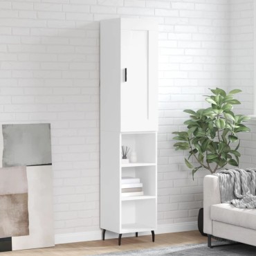 vidaXL Ντουλάπι Λευκό 34,5x34x180cm από Επεξεργασμένο Ξύλο 1 τεμ.