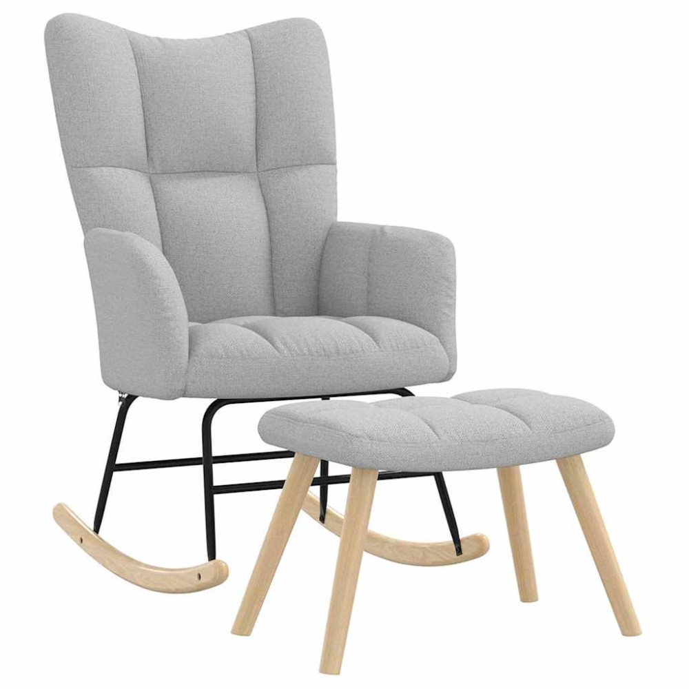 vidaXL Κουνιστή καρέκλα με υποπόδιο Cloud Grey Fabric 61x78x95 cm 1 τεμ.
