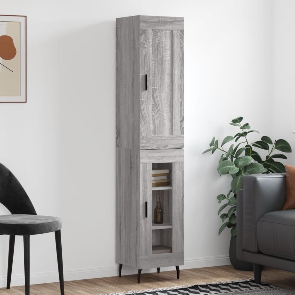 vidaXL Μπουφές Sonoma Γκρι 34,5x34x180cm από Επεξεργασμένο Ξύλο 1 τεμ.