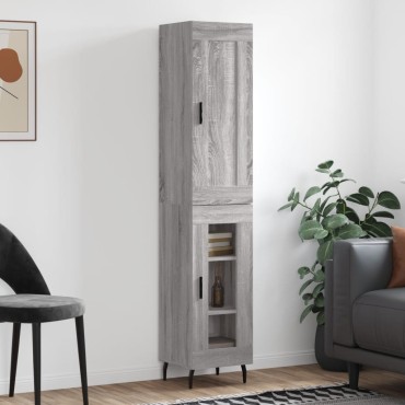 vidaXL Μπουφές Sonoma Γκρι 34,5x34x180cm από Επεξεργασμένο Ξύλο 1 τεμ.