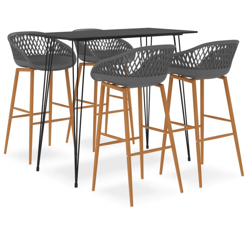 vidaXL Σετ Επίπλων Μπαρ 5 τεμ. Μαύρο / Γκρι 120x60x105cm