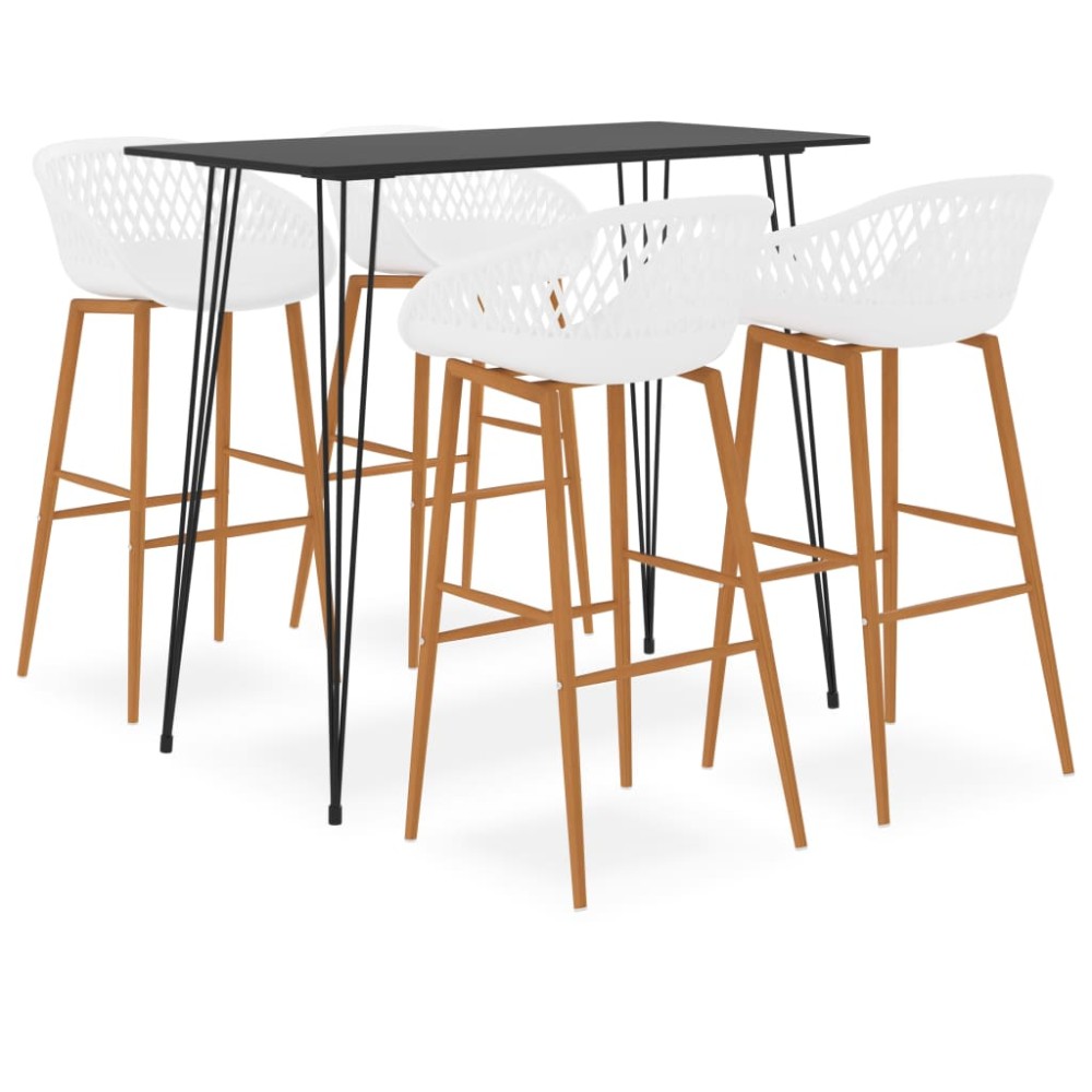 vidaXL Σετ Επίπλων Μπαρ 5 τεμ. Μαύρο / Λευκό 120x60x105cm