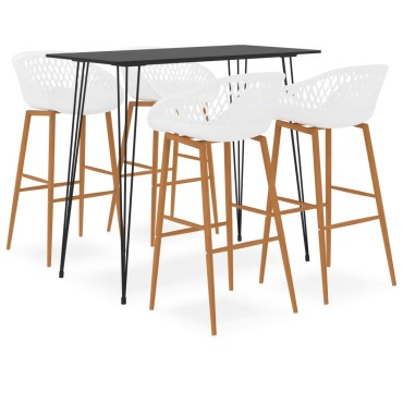 vidaXL Σετ Επίπλων Μπαρ 5 τεμ. Μαύρο / Λευκό 120x60x105cm