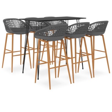 vidaXL Σετ Επίπλων Μπαρ 7 τεμ. Μαύρο / Λευκό 120x60x105cm