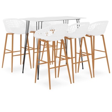 vidaXL Σετ Επίπλων Μπαρ 7 τεμ. Λευκό 120x60x105cm