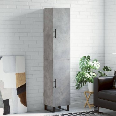 vidaXL Ντουλάπι Γκρι Σκυροδέματος 34,5x34x180cm Επεξεργασμένο Ξύλο 1 τεμ.