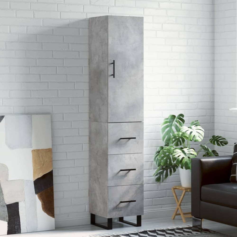 vidaXL Ντουλάπι Γκρι Σκυροδέματος 34,5x34x180cm Επεξεργασμένο Ξύλο 1 τεμ.