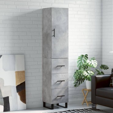 vidaXL Ντουλάπι Γκρι Σκυροδέματος 34,5x34x180cm Επεξεργασμένο Ξύλο 1 τεμ.