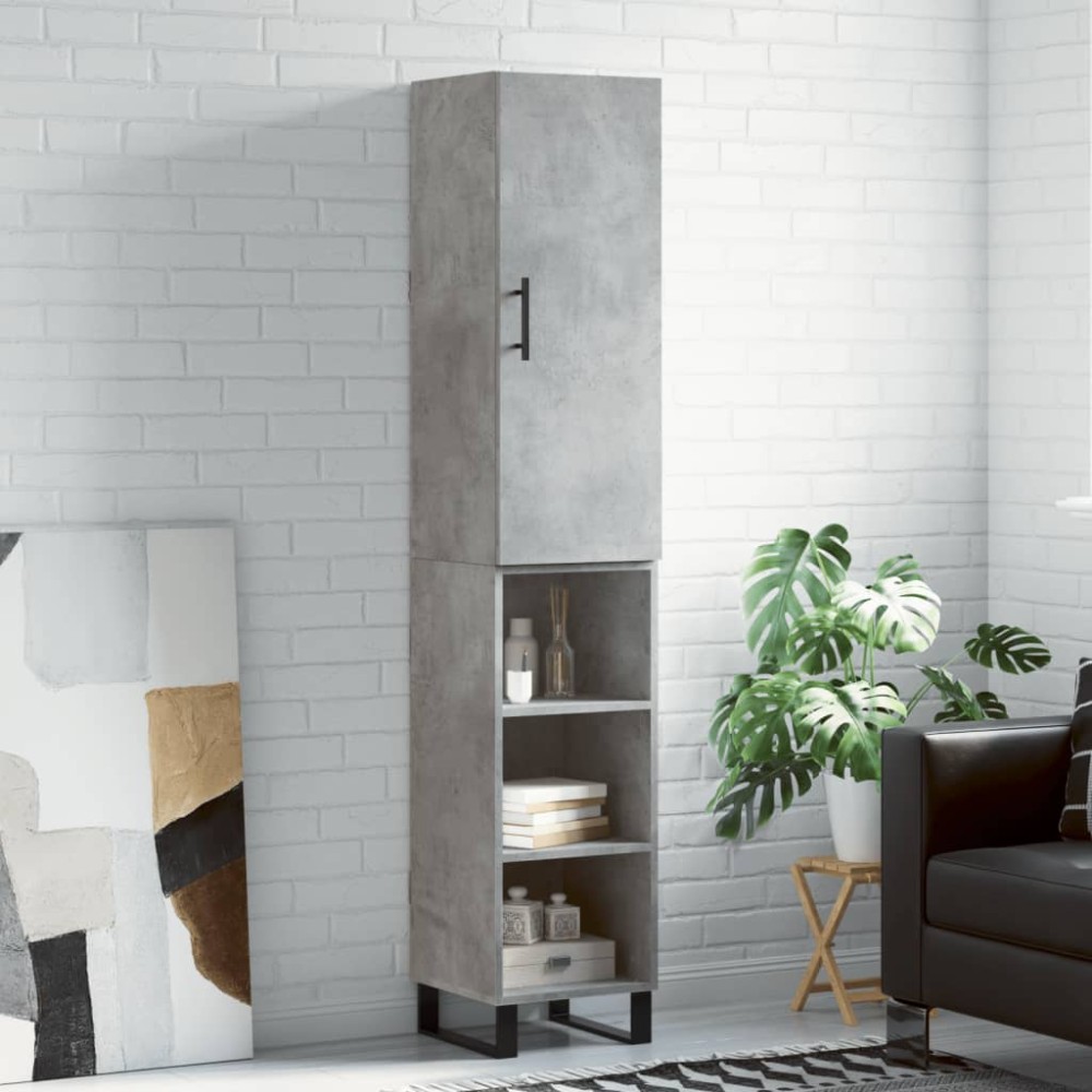 vidaXL Ντουλάπι Γκρι Σκυροδέματος 34,5x34x180cm Επεξεργασμένο Ξύλο 1 τεμ.
