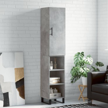 vidaXL Ντουλάπι Γκρι Σκυροδέματος 34,5x34x180cm Επεξεργασμένο Ξύλο 1 τεμ.