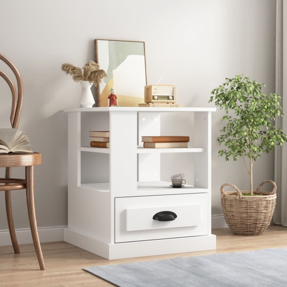 vidaXL Βοηθητικό Τραπέζι Λευκό 50x50x60cm από Επεξεργασμένο Ξύλο 1 τεμ.