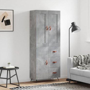 vidaXL Ντουλάπι Γκρι Σκυροδέματος 69,5x34x180cm Επεξεργασμένο Ξύλο 1 τεμ.