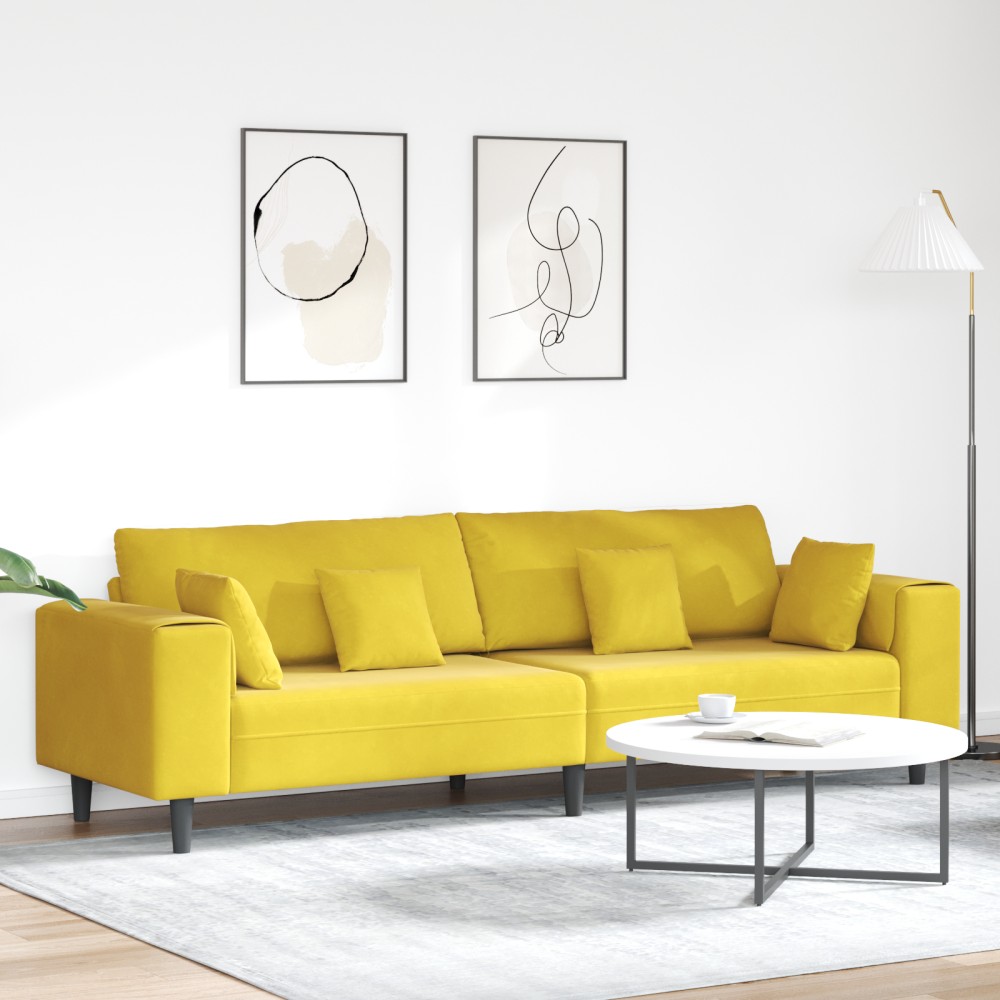 vidaXL Καναπές Κίτρινο 250x77x76cm Βελούδο
