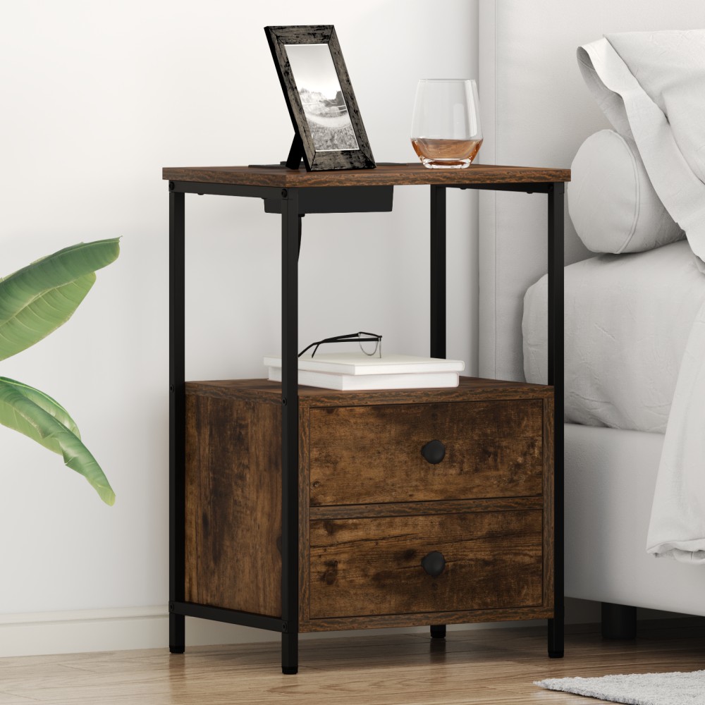 vidaXL Κομοδίνο Καπνιστό Δρύς 40x31x60cm Επεξεργασμένο Ξύλο 1 τεμ.