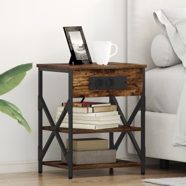 vidaXL Κομοδίνο Καπνιστό Δρύς 41x31x51cm Επεξεργασμένο Ξύλο 1 τεμ.