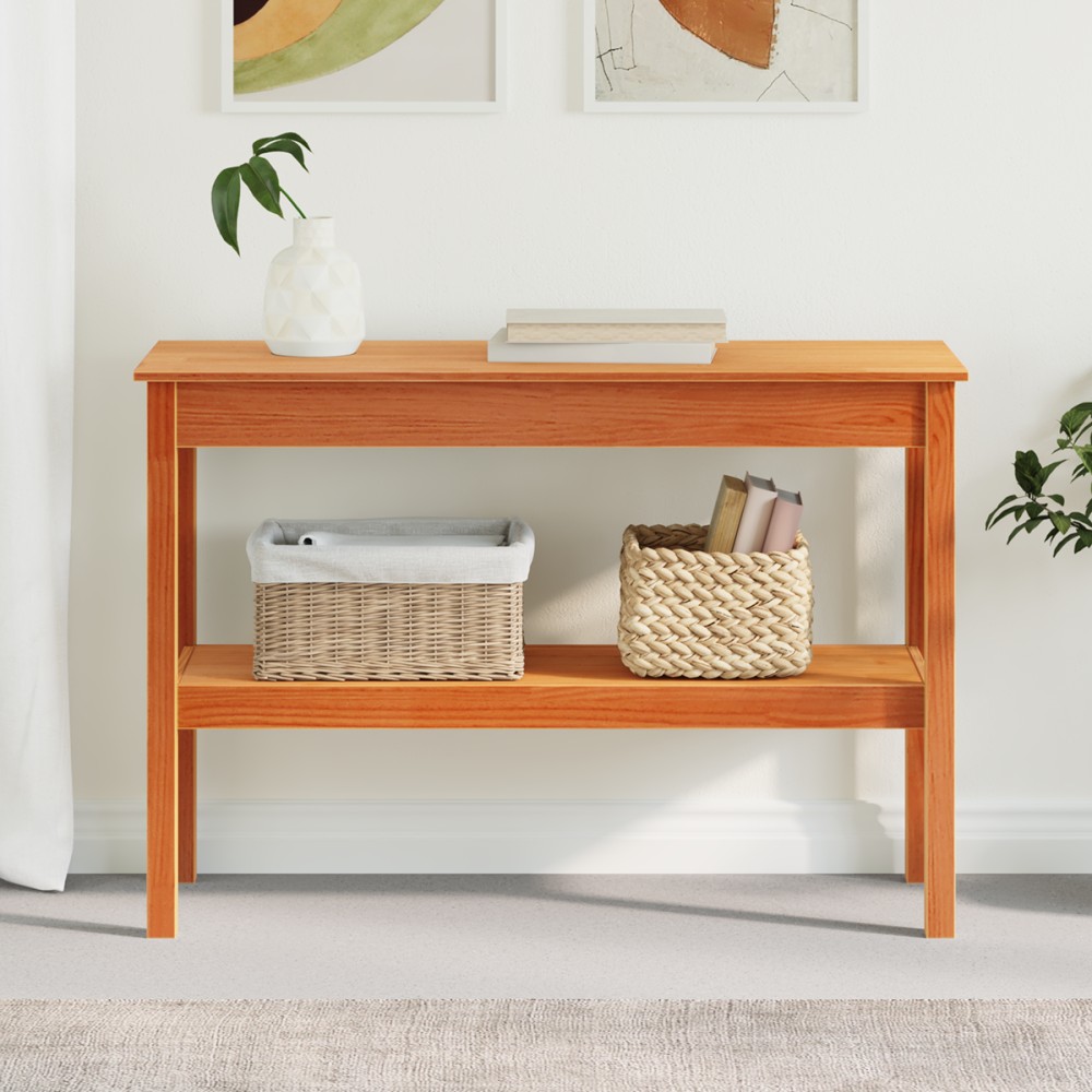 vidaXL Τραπέζι κονσόλας Κερωμένο καφέ 110x40x75cm Στερεό πεύκο