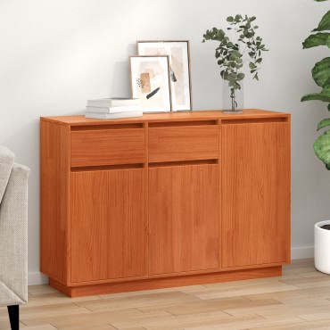 vidaXL Πλαϊνό γραφείο με συρτάρι Κερωτό καφέ 110x34x75 εκ 1 τεμ.