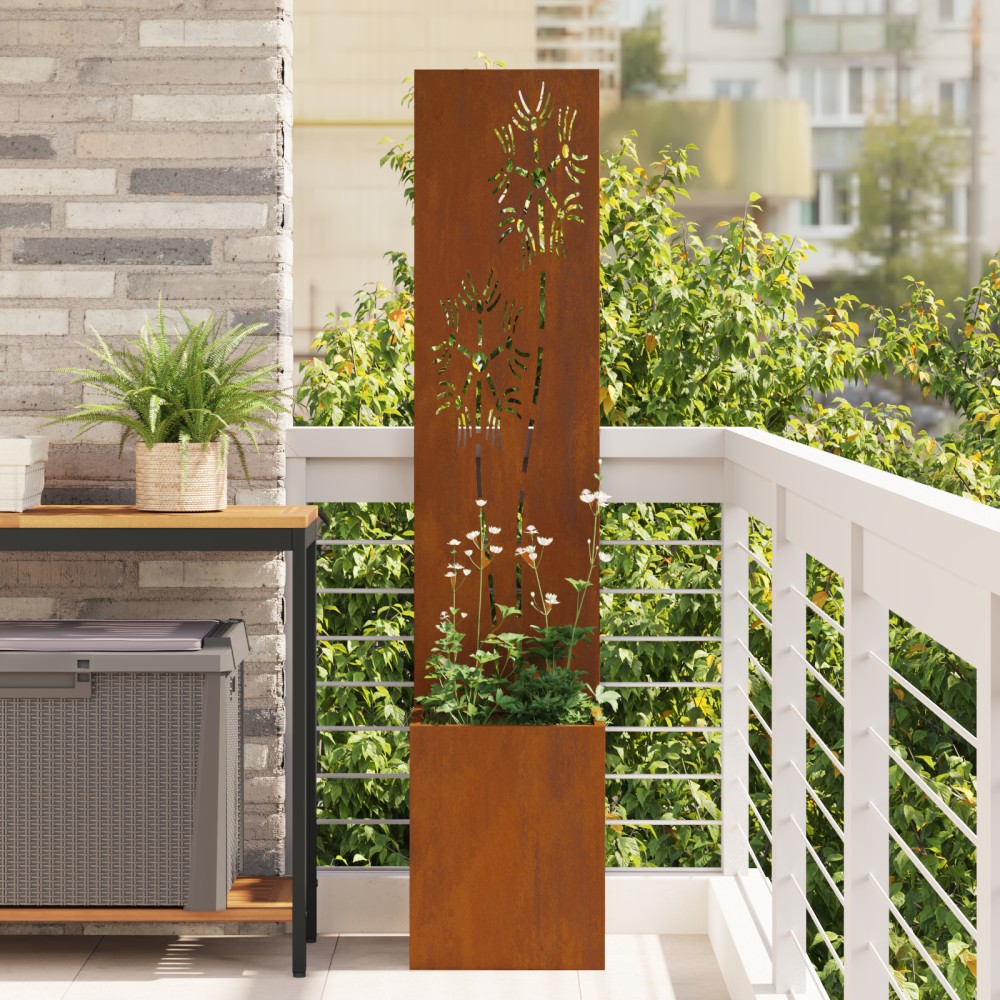 vidaXL Οθόνη Ιδιωτικότητας Κήπου Floral Σκ rusty 32 x 32 x 150 εκ