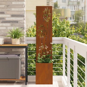 vidaXL Οθόνη Ιδιωτικότητας Κήπου Floral Σκ rusty 32 x 32 x 150 εκ